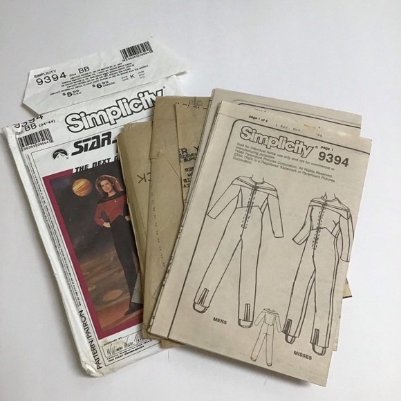 Simplicity Star Trek Costume Sew Pattern 9394 Size BB (34-44) CUT 1989 Vintage - Picture 3 of 5